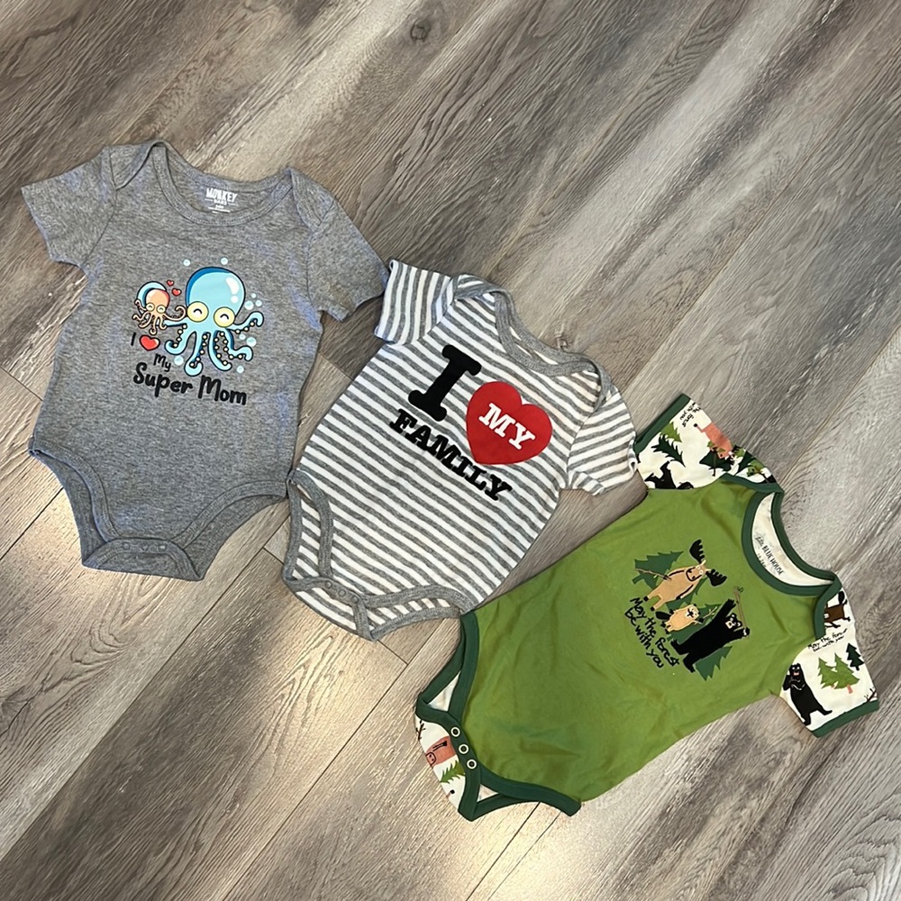 Three Assorted 18-24M Baby Boy’s Bodysuits